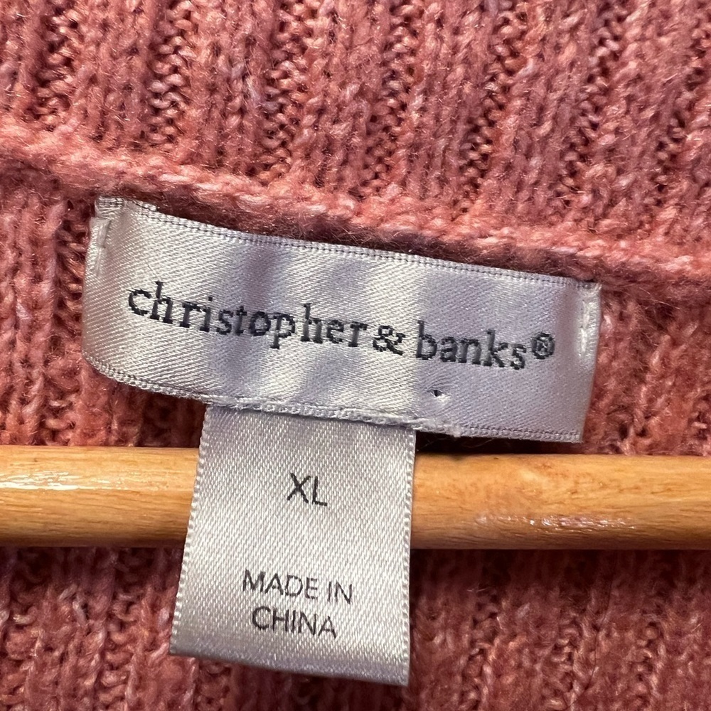 Christopher & Banks Turtle Neck Sweater with Front Pockets Pink Women’s Size XL - Picture 7 of 9